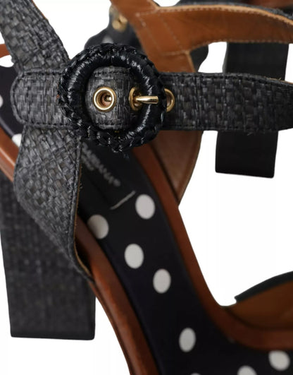 Dolce & Gabbana Black Polka Dot Leather Heels Sandals Shoes by Dolce & Gabbana