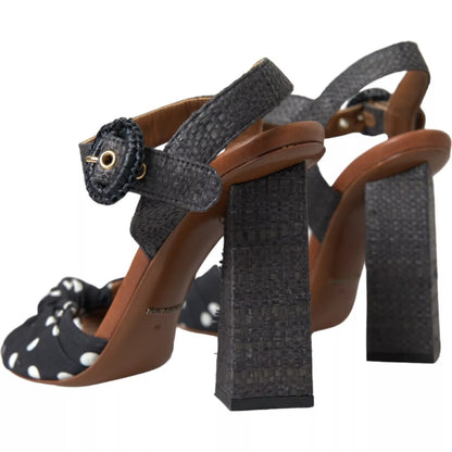 Dolce & Gabbana Black Polka Dot Leather Heels Sandals Shoes by Dolce & Gabbana