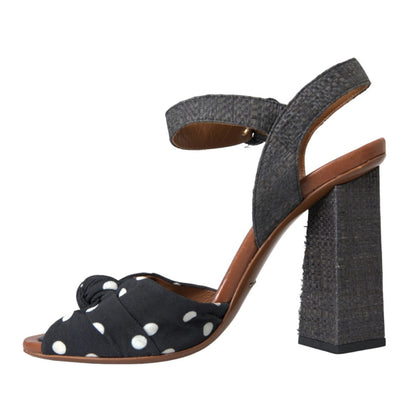 Dolce & Gabbana Black Polka Dot Leather Heels Sandals Shoes by Dolce & Gabbana