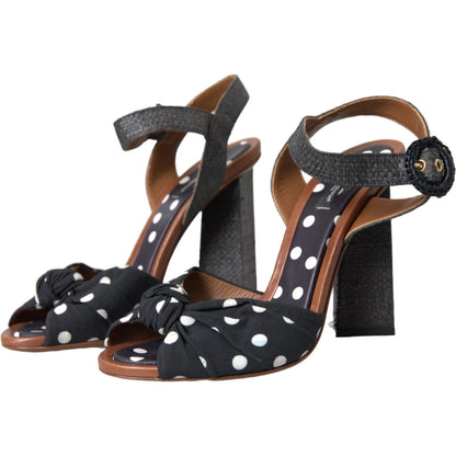Dolce & Gabbana Black Polka Dot Leather Heels Sandals Shoes by Dolce & Gabbana