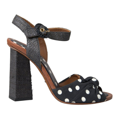 Dolce & Gabbana Black Polka Dot Leather Heels Sandals Shoes by Dolce & Gabbana