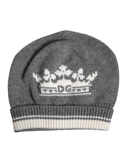 Dolce &amp; Gabbana Gray Cashmere Knitted Winter Beanie Hat