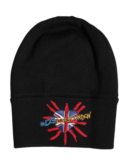 Dolce &amp; Gabbana Black #DGLOVESLONDON Knitted Beanie Hat