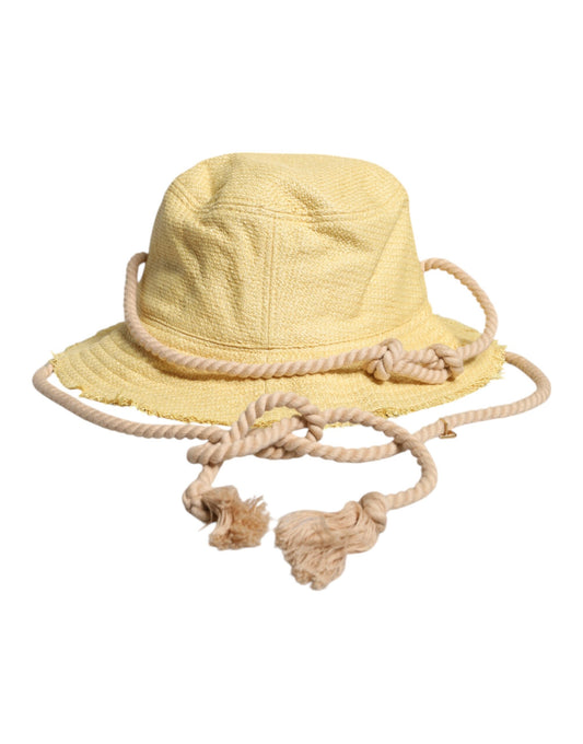 Dolce &amp; Gabbana Yellow Cotton Wide Brim Bucket