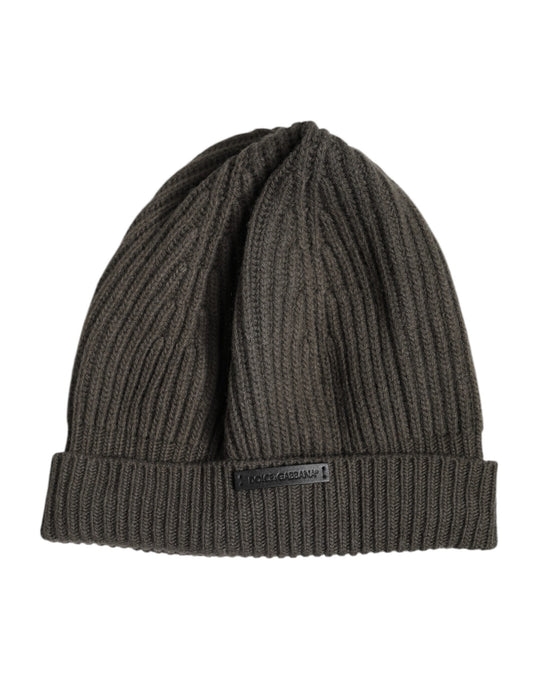 Dolce &amp; Gabbana Green Wool DG Plaque Knitted Winter Beanie Hat