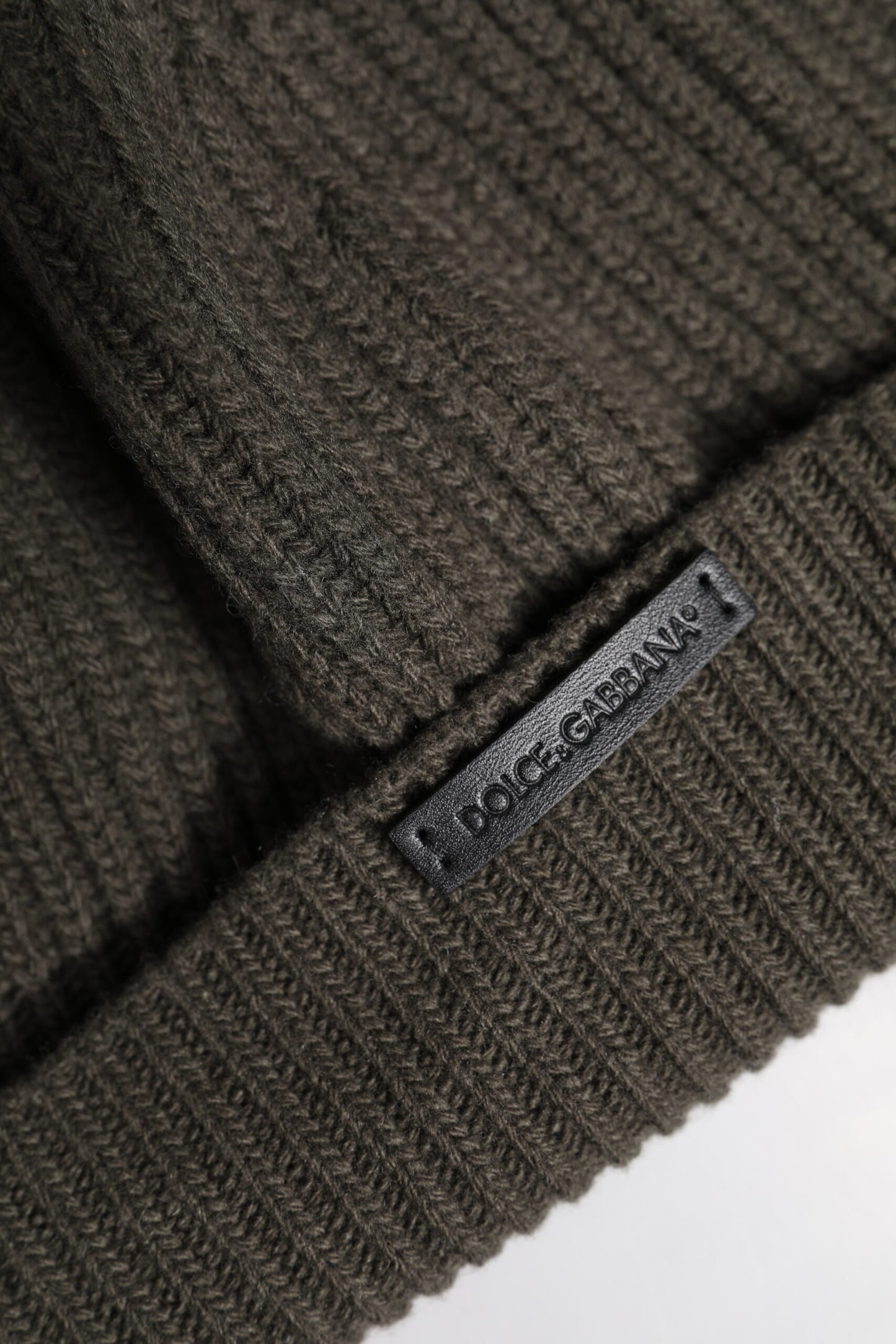 Dolce & Gabbana Green Wool DG Plaque Knitted Winter Beanie Hat by Dolce & Gabbana