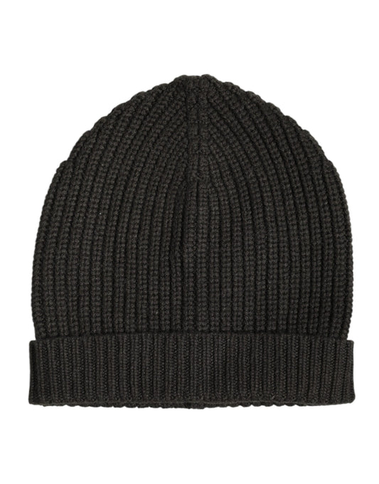 Dolce &amp; Gabbana Dark Gray Cashmere Knit Winter Beanie Hat