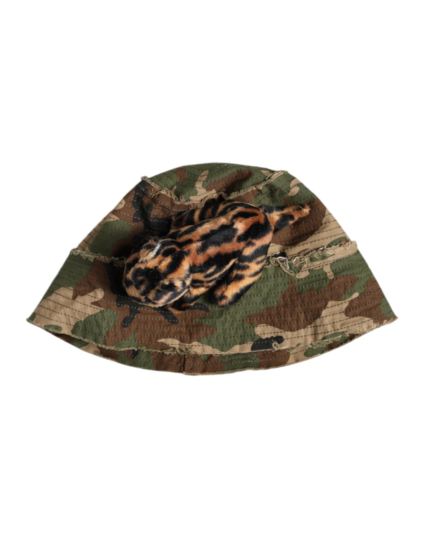 Dolce & Gabbana Multicolor Leopard Embellish Wide Brim Bucket Hat by Dolce & Gabbana