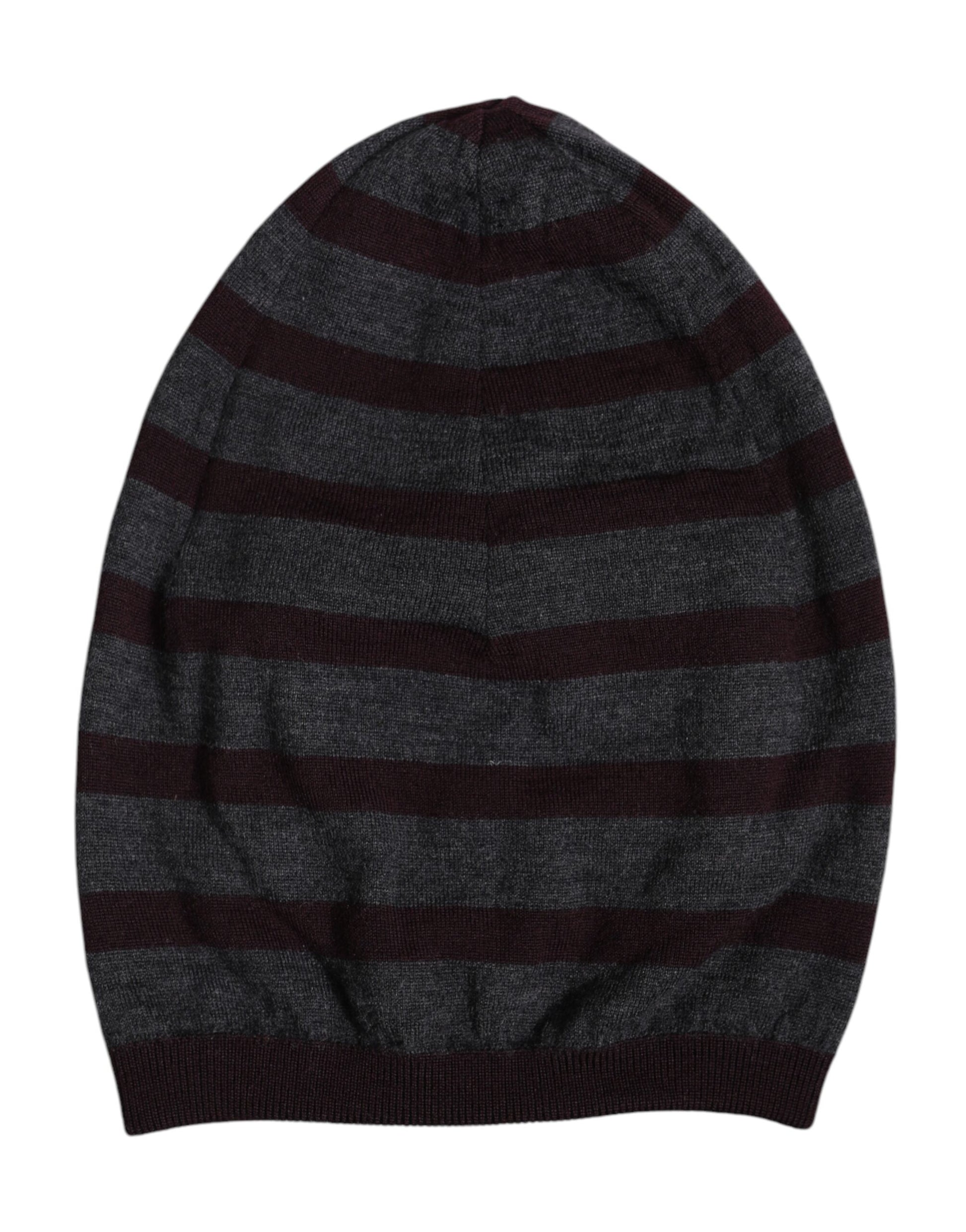 Dolce & Gabbana Gray Striped Wool Knitted Winter Beanie Hat by Dolce & Gabbana