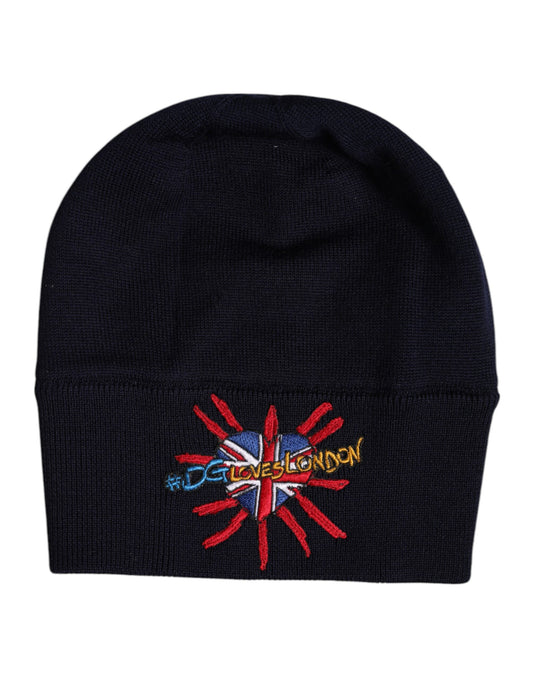 Dolce &amp; Gabbana Black Wool #DGLovesLondon Winter Beanie Hat