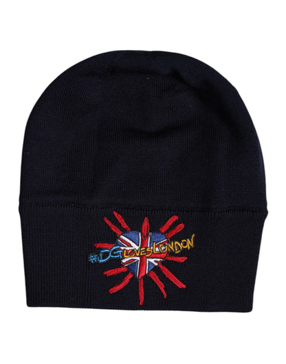 Dolce &amp; Gabbana Black Wool #DGLovesLondon Winter Beanie Hat