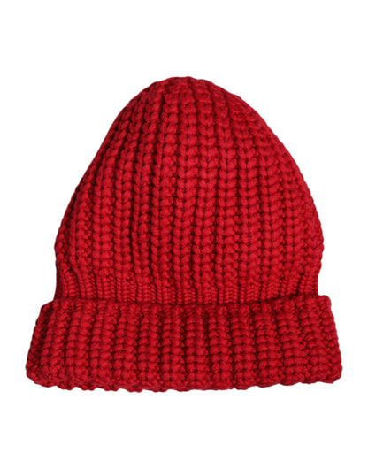 Dolce &amp; Gabbana Red Solid Wool Knitted Winter Beanie Hat