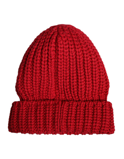 Dolce &amp; Gabbana Red Solid Wool Knitted Winter Beanie Hat