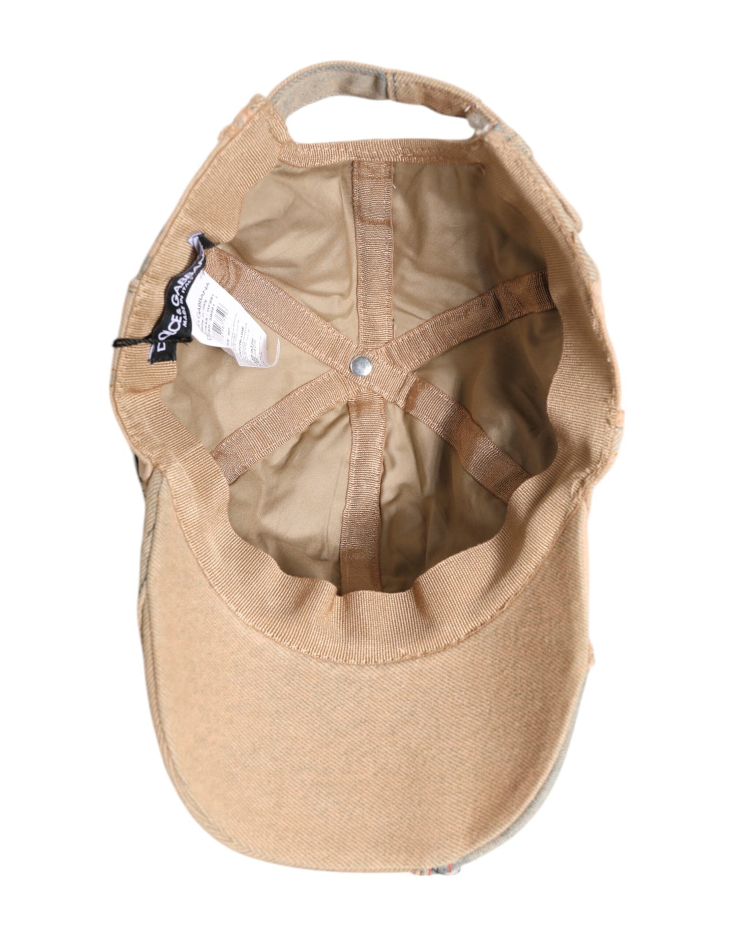 Dolce &amp; Gabbana Beige Tattered Cotton 6 Panels Baseball Cap