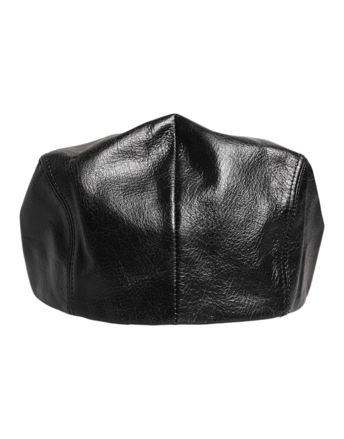 Dolce &amp; Gabbana Black Calf Newsboy Capello Cabbie Hat