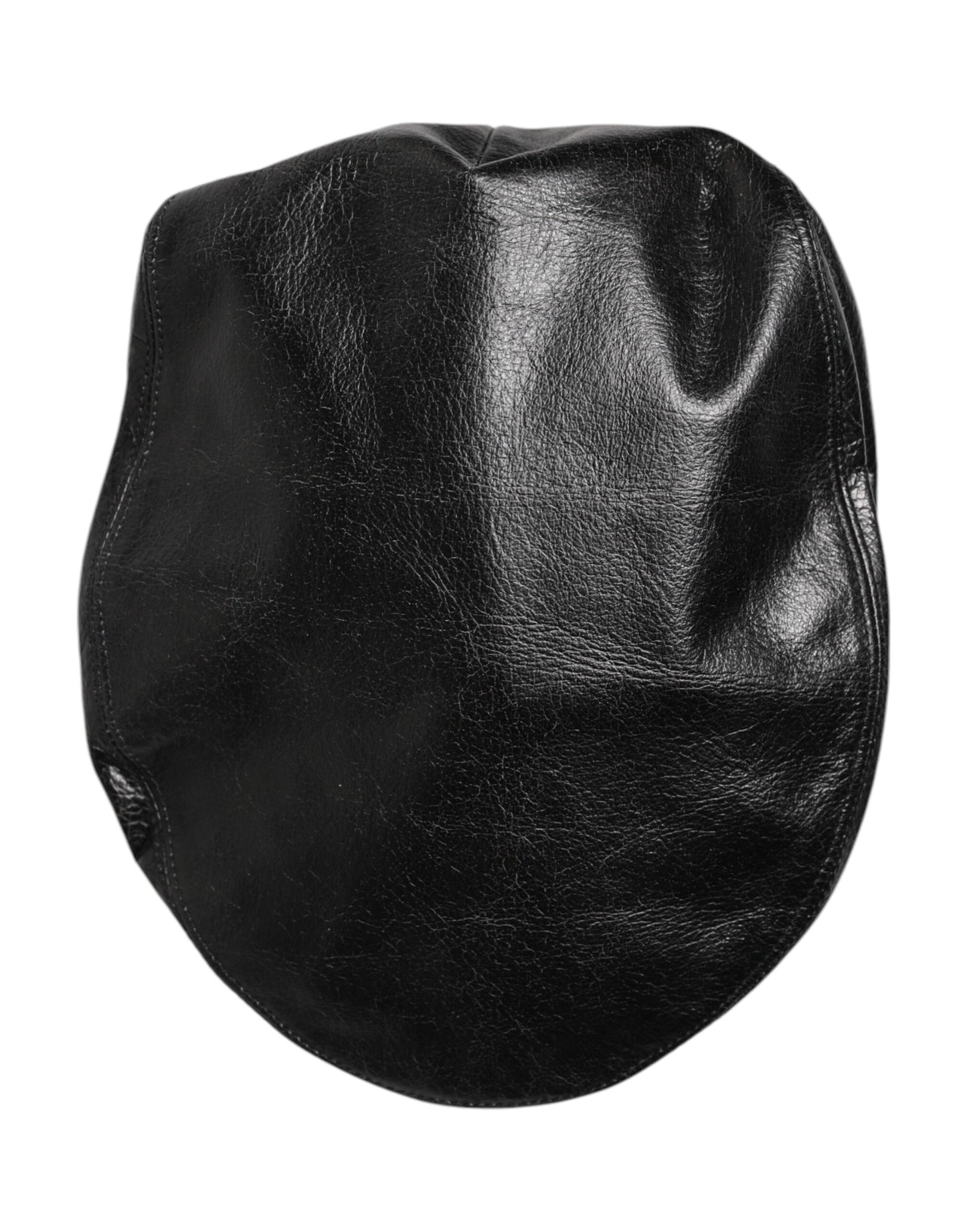 Dolce &amp; Gabbana Black Calf Newsboy Capello Cabbie Hat