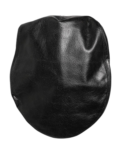 Dolce &amp; Gabbana Black Calf Newsboy Capello Cabbie Hat