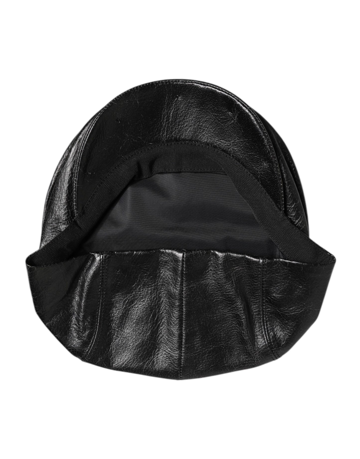 Dolce &amp; Gabbana Black Calf Newsboy Capello Cabbie Hat