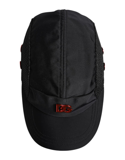 Dolce &amp; Gabbana Black Nylon Logo 6 Panels Baseball Cap