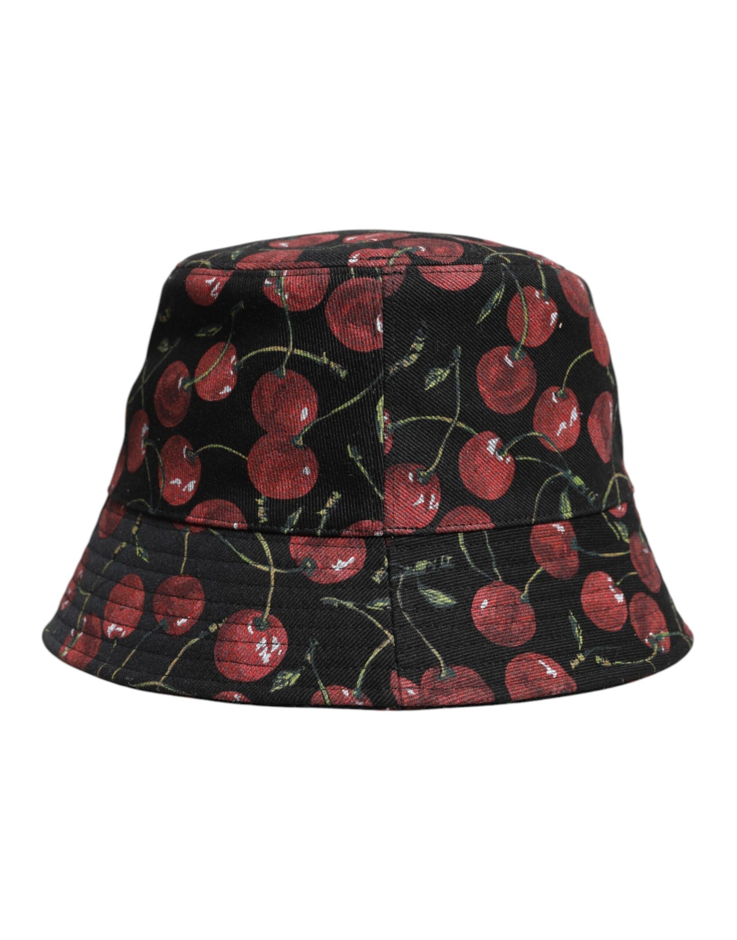 Dolce &amp; Gabbana Black Cotton Printed Wide Brim Bucket Hat