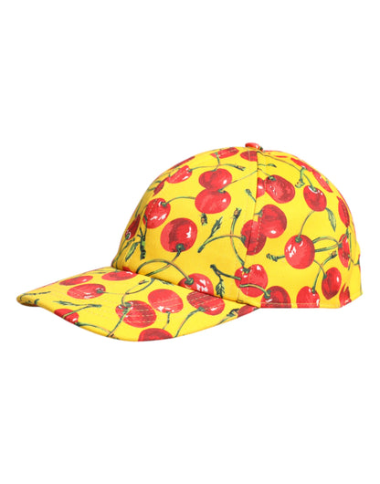Dolce &amp; Gabbana Yellow Cotton Printed 6 Panels Baseball Cap
