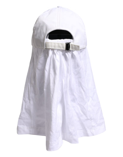 Dolce &amp; Gabbana White Cotton DG Logo Plaque Baseball Balaclava Cap