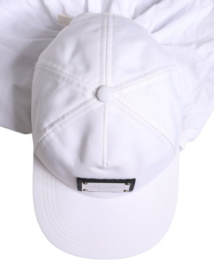 Dolce &amp; Gabbana White Cotton DG Logo Plaque Baseball Balaclava Cap
