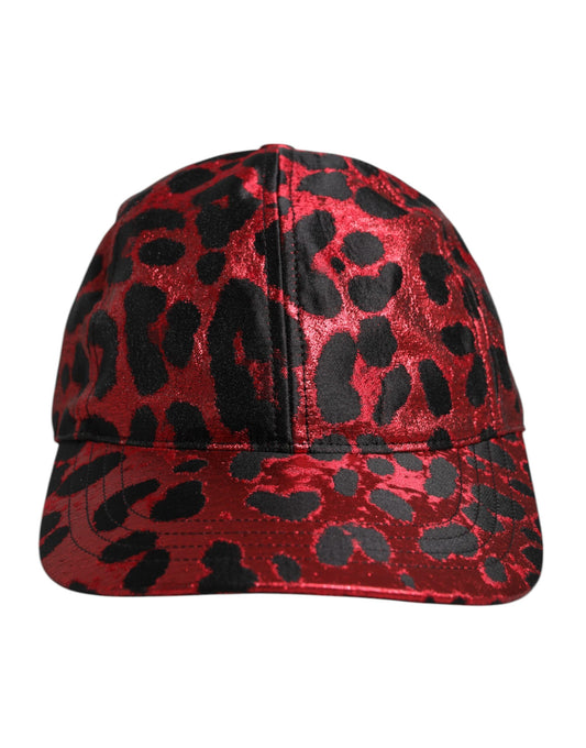 Dolce &amp; Gabbana Red Leopard DG Logo 6 Panels Baseball Cap