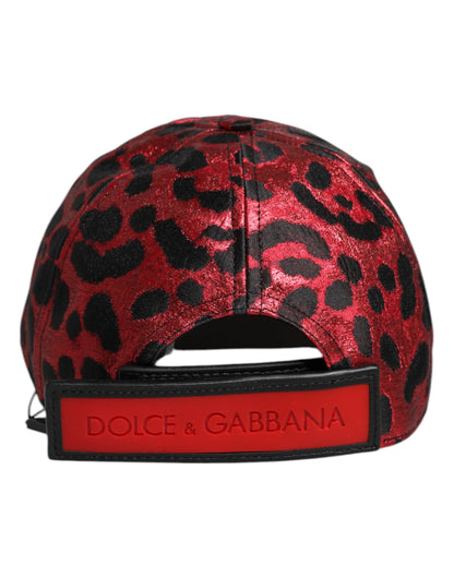 Dolce &amp; Gabbana Red Leopard DG Logo 6 Panels Baseball Cap