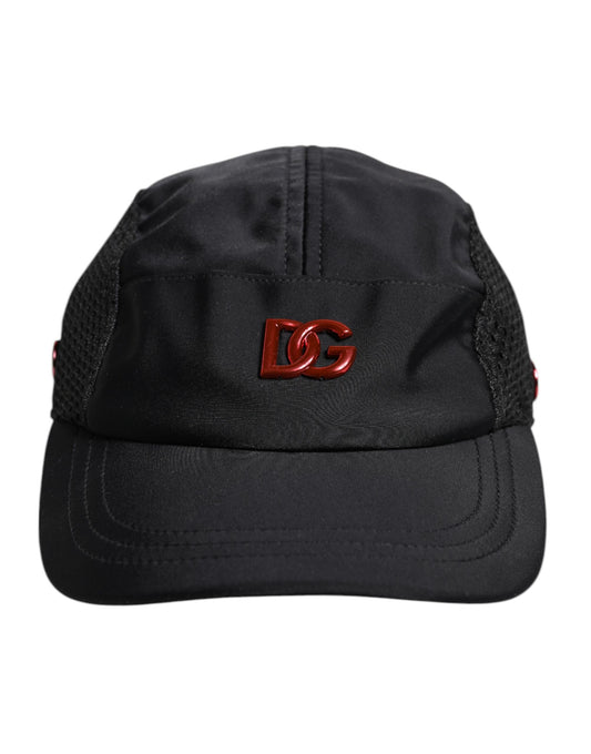 Dolce &amp; Gabbana Black Nylon DG Logo 6 Panels Baseball Cap