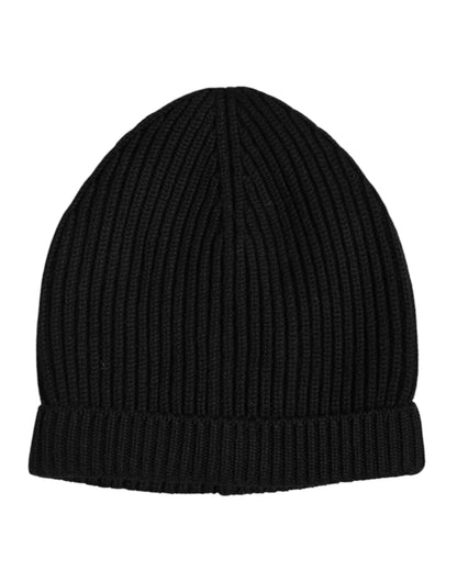 Dolce &amp; Gabbana Black Cashmere Knitted Winter Beanie Hat