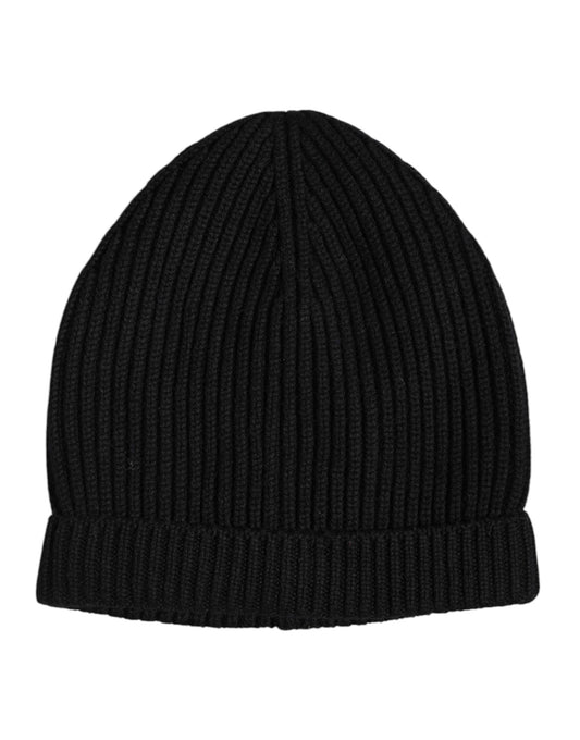 Dolce &amp; Gabbana Black Cashmere Knitted Winter Beanie Hat