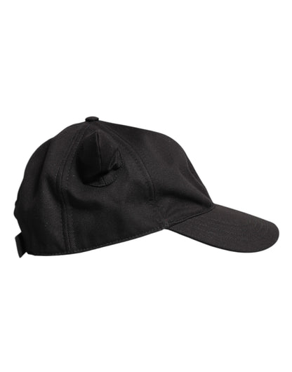 Dolce &amp; Gabbana Black Cotton Logo Patch 6 Panels Baseball Cap
