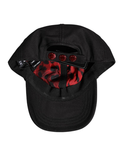 Dolce &amp; Gabbana Black Cotton Logo Patch 6 Panels Baseball Cap