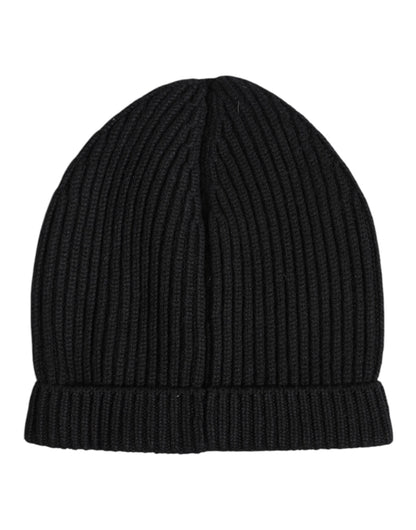 Dolce &amp; Gabbana Black Cashmere Knitted Winter Beanie Hat