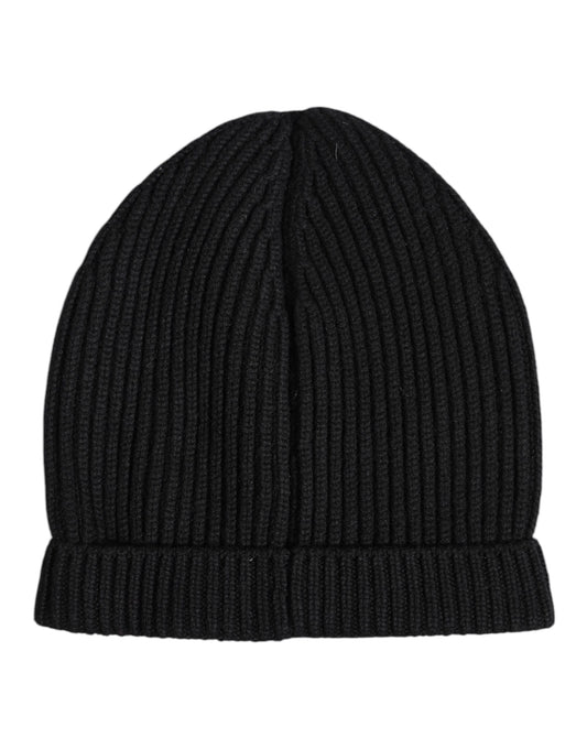 Dolce &amp; Gabbana Black Cashmere Knitted Winter Beanie Hat