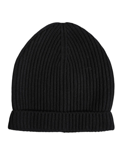 Dolce &amp; Gabbana Black Cashmere Knitted Winter Beanie Hat