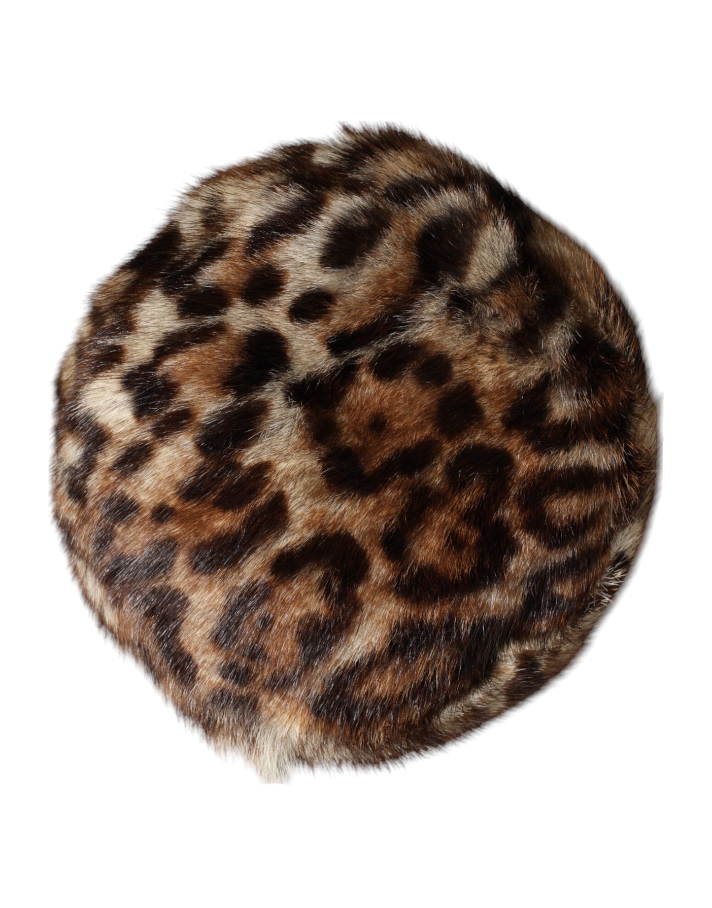 Dolce &amp; Gabbana Brown Leopard Faux Fur Women Bucket Hat