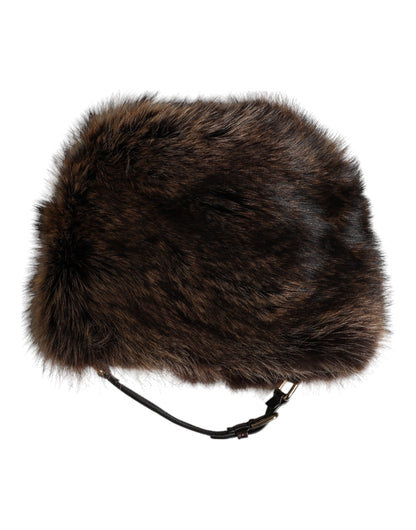 Dolce &amp; Gabbana Brown Fur Women Bucket Hat