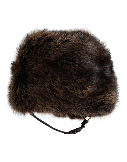 Dolce &amp; Gabbana Brown Fur Women Bucket Hat