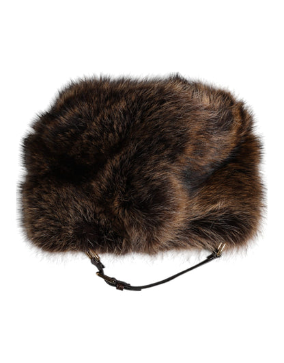 Dolce &amp; Gabbana Brown Fur Women Bucket Hat