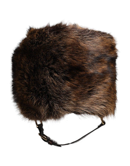 Dolce &amp; Gabbana Brown Fur Women Bucket Hat
