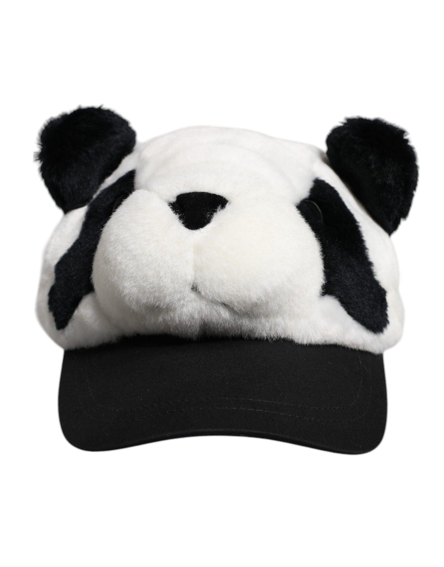Dolce &amp; Gabbana Black White Panda Fur Women Baseball Cap