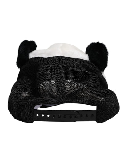 Dolce &amp; Gabbana Black White Panda Fur Women Baseball Cap