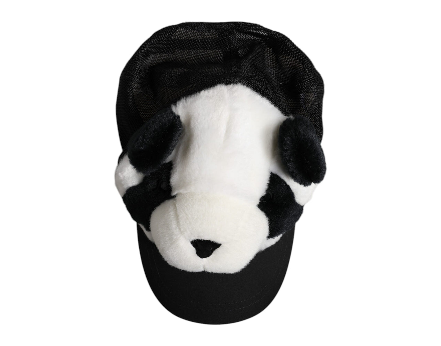 Dolce &amp; Gabbana Black White Panda Fur Women Baseball Cap