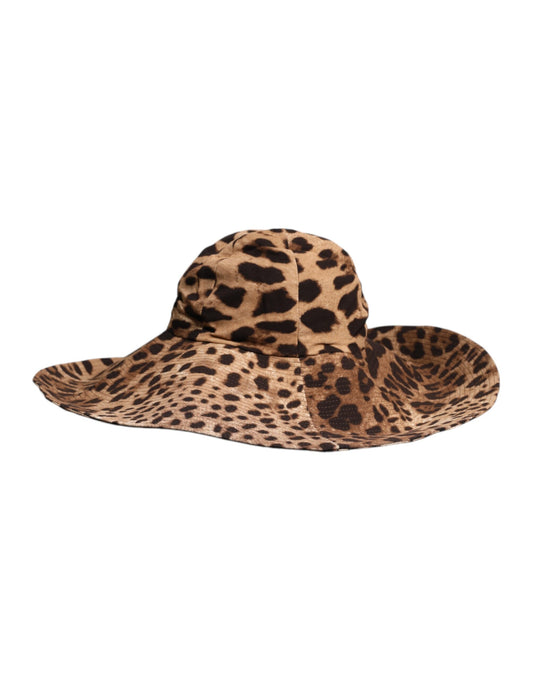 Dolce &amp; Gabbana Brown Leopard Viscose Women Bucket Hat