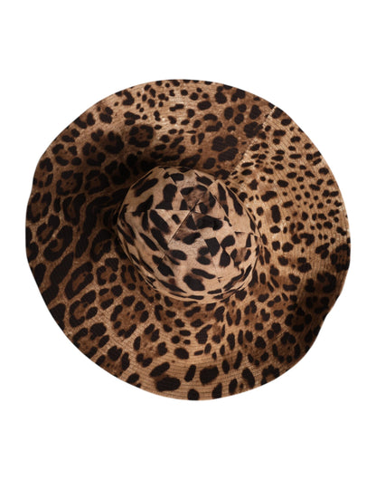 Dolce &amp; Gabbana Brown Leopard Viscose Women Bucket Hat