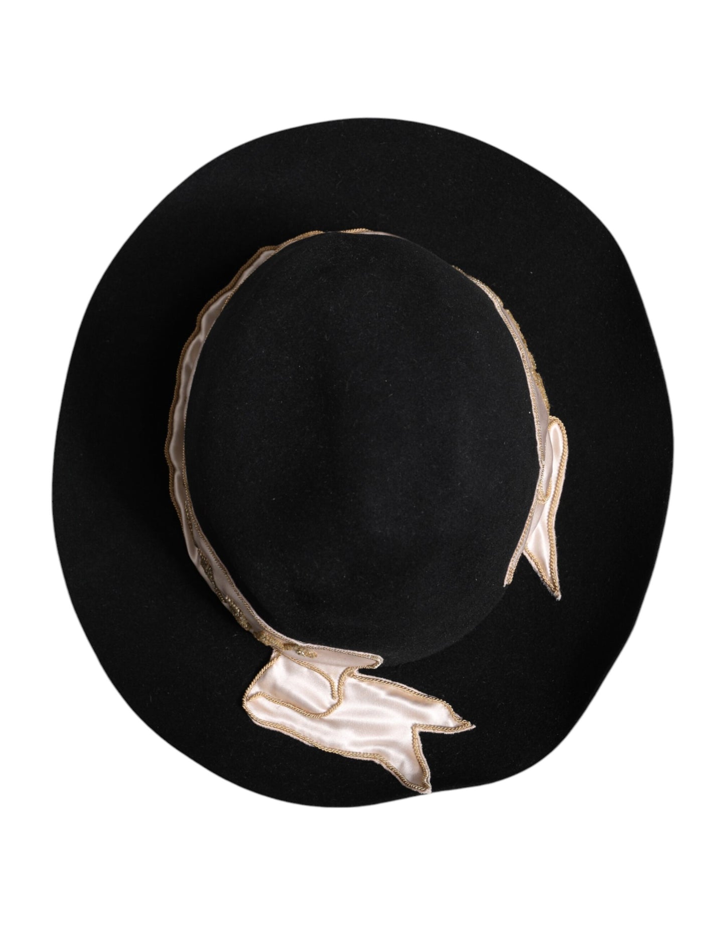 Dolce &amp; Gabbana Black Logo Sequin Embroidery Wide Brim Hat