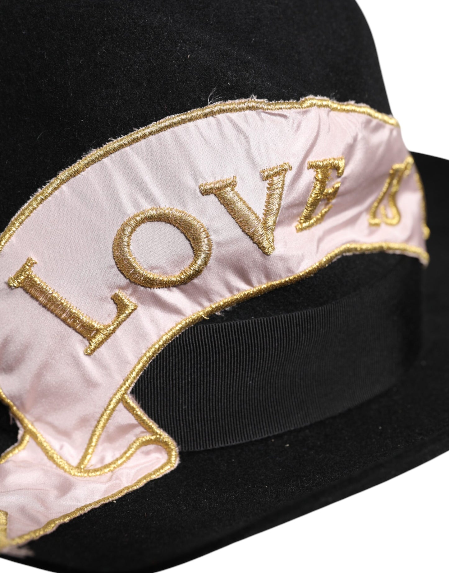 Dolce &amp; Gabbana Black Logo Embroidered Women Wide Brim Hat
