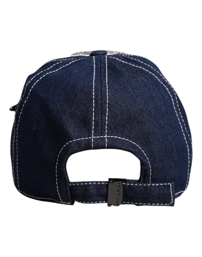 Dolce &amp; Gabbana Blue Crystal Embellishment Baseball Cap